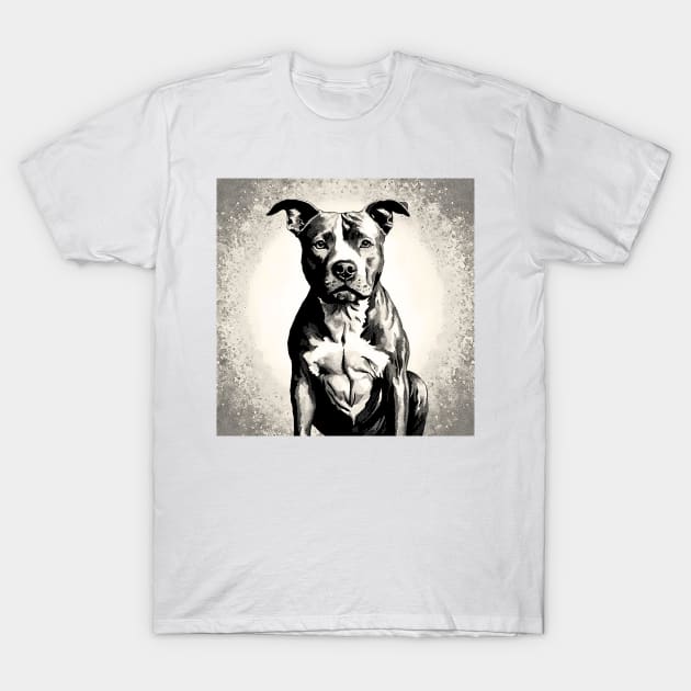 Pointilism Pitbull Terrier T-Shirt by Doodle and Things